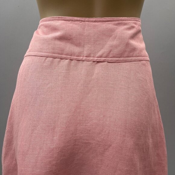 Free People Pink Higher Ground A-Line Skirt Linen Blend Flowy Belted Waist M* - Picture 7 of 14